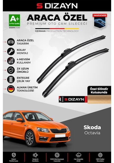 S-dizayn Skoda Octavia Ön Cam Silecek Seti 2012-2020 Premium Araca Özel 60-45 Cm A+ Kalite