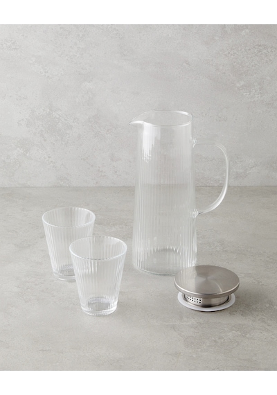 English Home Ripple Cam 3 Parça Su Takımı 1200 Ml + 220 Ml Şeffaf Şeffaf