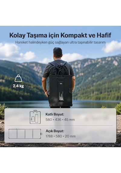 Bix 200w Taşınabilir Katlanabilir Solar Şarj Usb-a Type-c Dc Çıkışlı Power Station Uyumlu Kamp Karavan İçin Güneş Paneli Outdoor Konnektör Kit Dahil