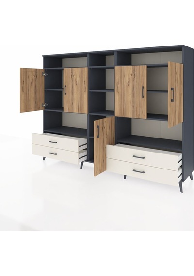 Hyperion Dolap 12 Raflı 4 Çekmeceli 5 Kapaklı 220x44x163 Antrasit Antrasit-çam/aytaşı Hyperion Dolap 12 Raflı 4 Çekmeceli 5 Kapaklı 220x44x163 Antrasit Antrasit-çam/aytaşı