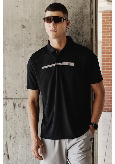 Siyah Polyester Nefes Alan Dokulu İnce Esnek Standart Fit Polo Yaka Erkek Performans T-shirt - 8839 Siyah