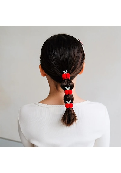 Mimi & Lula Pom Pom Cherries 4'lü Lastik Toka Çok Renkli
