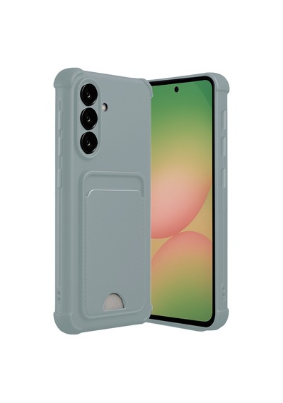 Samsung Galaxy  Uyumlu  A56 Kılıf Kelvin Kartvizitli Silikon - Açık Yeşil