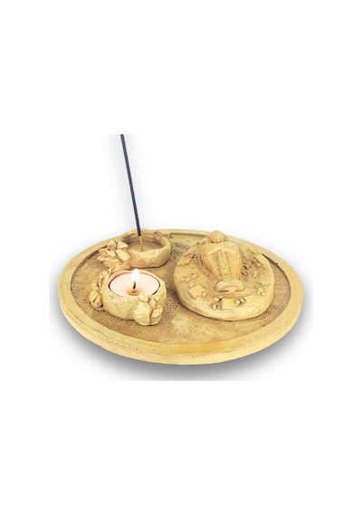 Antik Mısır Daire Sarcophagus Lahit Çubuk Tütsülük Ve Tealight