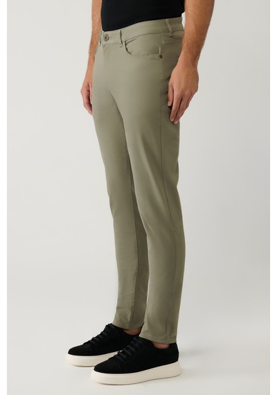 Avva Erkek Haki Klasik Bel Soft Touch Pamuklu Slim Fit Pantolon B003038