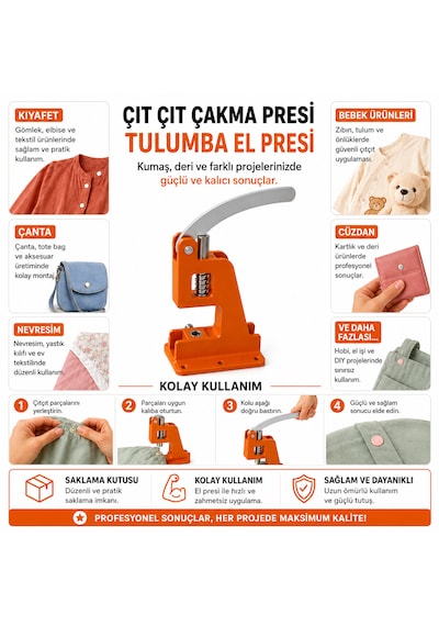 Portatif Küçük Tulumba El Presi - 100 Adet Renkli 12,5 Mm Plastik Çıtçıt Ve Kalıp Çakım Seti 12.5mm 120 Adet