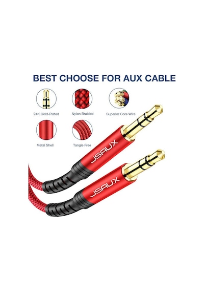 Profesyonel Hifi Stereo Ses Kablo 3,5 Mm To 3.5mm Trs Uzatma Aux Kablosu 1 Adet Cm0004 Uzun 3 Metre Kırmızı
