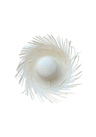 Tropikal Parti Beyaz Hasır Hawaii Şapkası 13x36 Cm Diğer