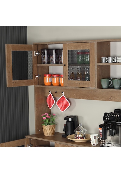 Pasific Home Grano Kahve Köşesi Çok Amaçlı Kiler Dolabı, 140 cm, Koyu Meşe