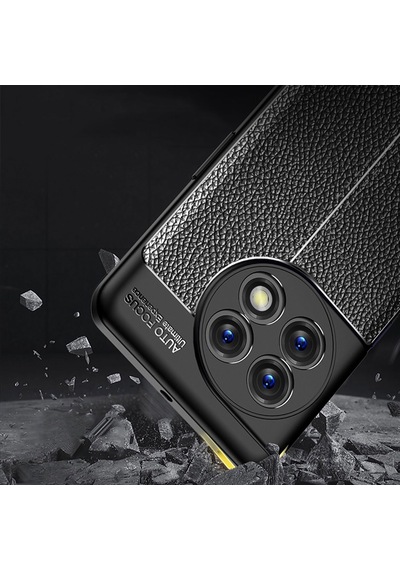 Caseonn Oneplus 11 Kılıf Lüks Dikiş Detaylı Deri Görünümlü Kapak Siyah