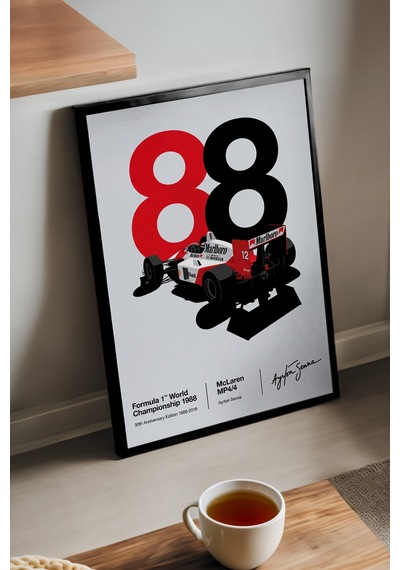 Mclaren Formula 1 Siyah Ahşap Çerçeveli Poster, Dekoratif Araba Duvar Tablosu