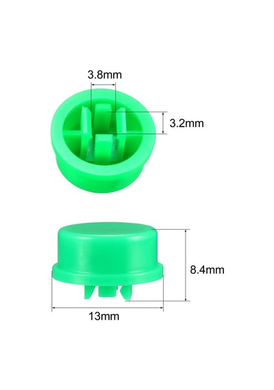 Tact Switch Kapağı Yuvarlak Yeşil - 12X12X7.3Mm İle Uyumlu