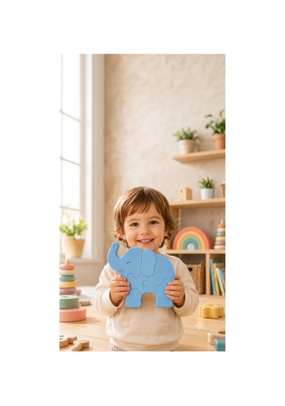 Montessori Tarzı 3d Fil Puzzle - Organik Pla Malzeme - Doğa Dostu Eğitici Oyuncak