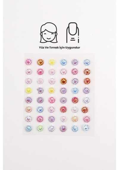 Çok Renkli Parlak Taşlı Yüz Ve Tırnak Sticker