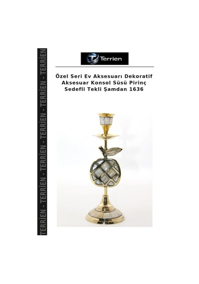 Özel Seri Ev Aksesuarı Dekoratif Aksesuar Konsol Süsü Pirinç Sedefli Tekli Şamdan 1636 Çok Renkli