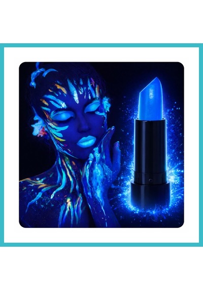 Bezos Uv Neon Mavi Ruj Karanlıkta Parlayan Makyaj Boyası Dfnbez Diğer