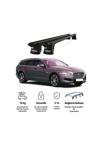 Trio-ıı Jaguar Xf Kombi 2013 Ve Sonrası Uyumlu Siyah Kilitli Ara Atkı 120cm Port Bagaj Tavan Barı