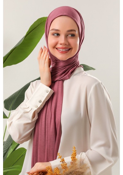 Melodi Scarf Tesettür Penye Şal Gül Kurusu Gül Kurusu