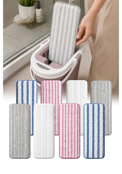 8'li Mikrofiber Mop Yedek Bezi Vipset Pro Junior Uyumlu Yedek Temizlik Bezi Vp-611