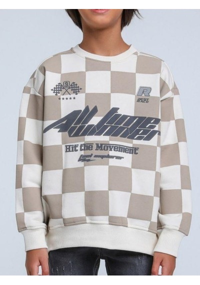 Jack Lions Erkek Çocuk Best Race Yazılı İnce Şardonlu 2 İplik Sweatshirt-14258 Bej