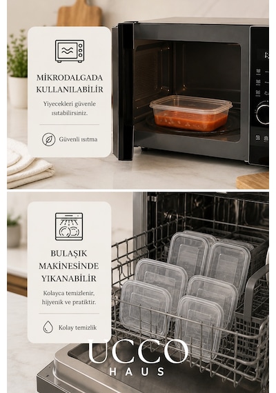 10 Adet 650ml Ekonomik Buzluk & Mikrodalga Sızdırmaz Saklama Kabı Seti Buzluk Organizer Şeffaf