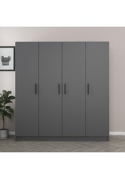 Minar Kale 4 Kapaklı 2 Çekmeceli Dolap Antrasit 190cm