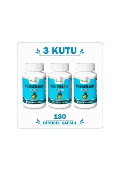 İlim Bromelain 150 Mg Takviye Edici Gıda 3 x 60 Bitkisel Kapsül