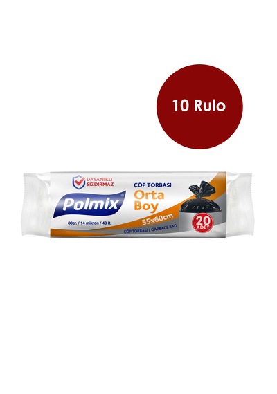 10 Adet Orta Boy 55 X 60 Cm Çöp Torbası - P102-10