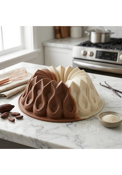 Deconox Kafes Tasarımlı Silikon Kek Kalıbı - Yüksek Isıya Dayanıklı, Yapışmaz Ve Esnek Pasta Kalıbı 22x8 Cm Diğer