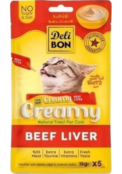 Creamy Dana Ciğerli Sıvı Kedi Ödül Maması 5x15 Gr