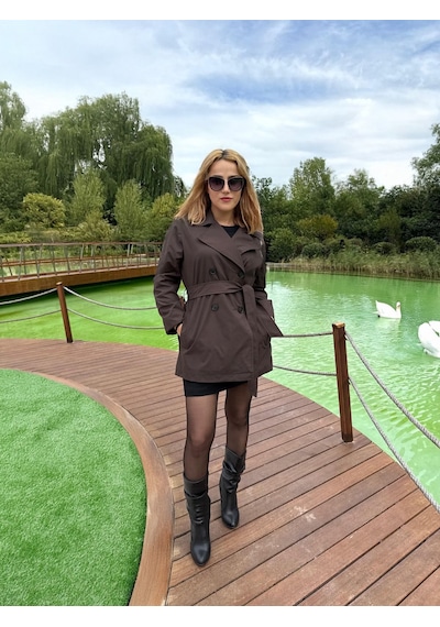 Resshomağazacılık Yeni Sezon Kadın Trençkot Kahverengi