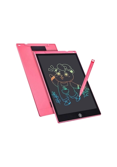 12 Inc Renkli Lcd Grafik Dijital Kalemli Çizim Tableti Yazı Tahta Not Yazma Eğitim Tableti Pembe