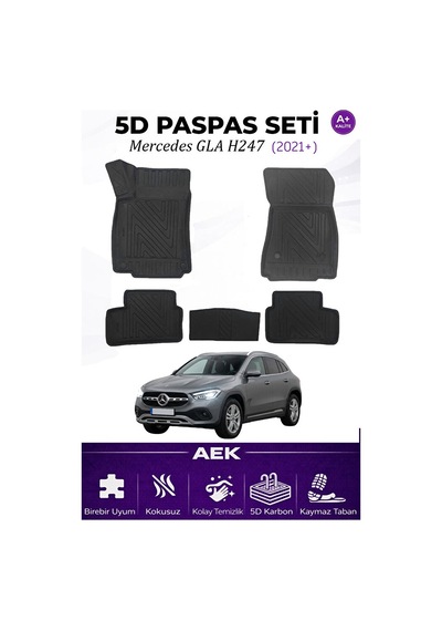 Mercedes Gla 2021+ Araca Özel Havuzlu "karbon" Paspas Takımı