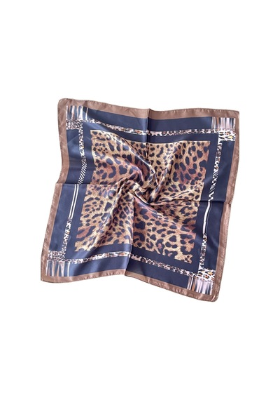 2 Li Saten Bandana Seti Saten Fular Saten Çanta Aksesuarı Özel Desen Bandana 45x50 Cm Haki