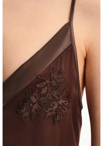 Penti Kahverengi Saten Chiffon Teddy Tulum