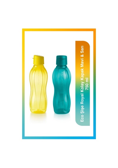 Tupperware Eco Şişe Royal Kolay Kapak Mavi ve Sarı 750 ml