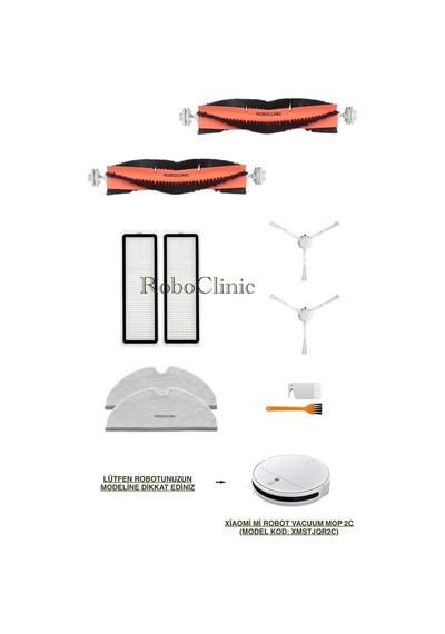 Xiaomi Mi Robot Vacuum Mop 2c Robot Süpürge Uyumlu Yedek Fırça,hepa Filtre,mop Seti-10 Parça