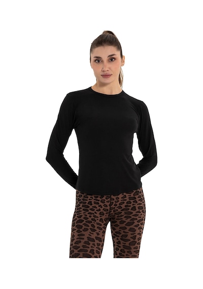 Inguz Uzun Kollu Basic Modal Yoga T-shirt SIYAH