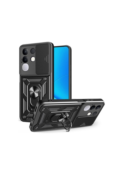 Teleplus Vivo Y29 4g Kılıf Magnetik Standlı Kamera Korumalı Slide Sürgülü Cover Kapak