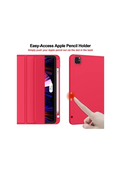 Apple Uyumlu iPad, Pro 12.9 5. Nesil 2021 Kılıf Kalem Bölmeli Smart Case