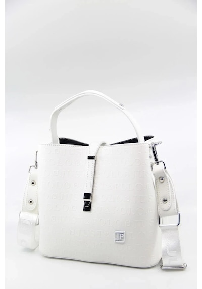 Just Polo Kadın Ters Kilit Çıtçıt Kapama Arkası Cepli El Çantası 21x23cm Beyaz 11053692
