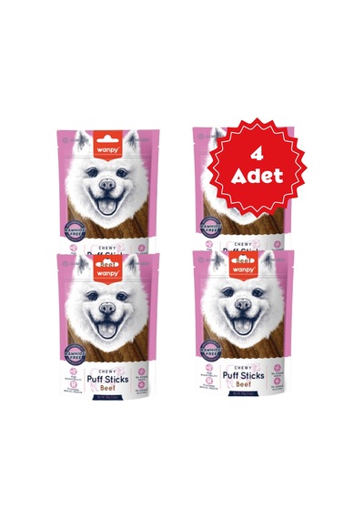 Wanpy Chewy Puff Sticks Tahılsız Sığır Etli Köpek Ödül Maması 100grx4 Adet