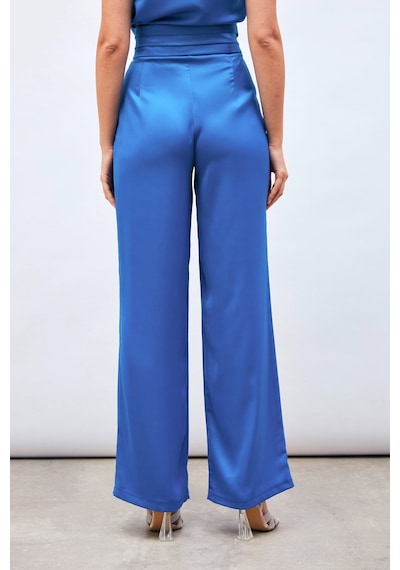 Sateen Cepli Salaş Saten Pantolon - İndigo-134230 İndigo