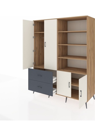 Kronos Gardrop 7 Raflı 2 Çekmeceli Tek Askılı 176x59x221 Çam-aytaşı/antrasit Aytaşı/antrasit Kronos Gardrop 7 Raflı 2 Çekmeceli Tek Askılı 176x59x221 Çam-aytaşı/antrasit Aytaşı/antrasit