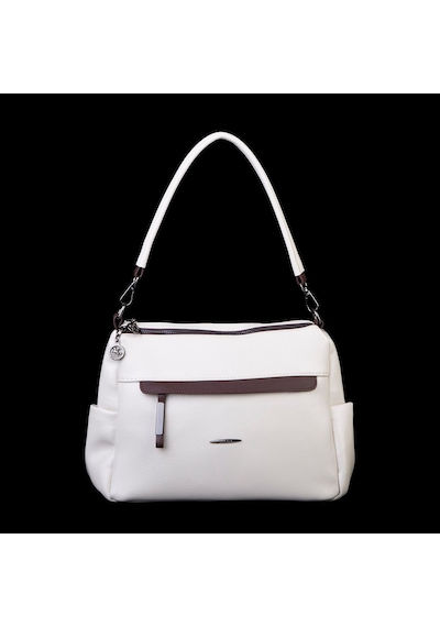 Nas Bag Çok Gözlü Yumuşak Ve Hafif Yapılı Çift Askılı Omuz Ve Çapraz Çanta 30x24 Cm Krem Kahve Victoria