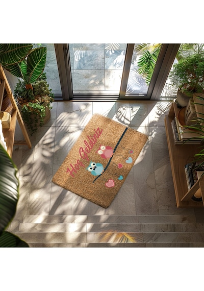 Home Hoşgeldiniz Kelebek Dekoratif Çok Amaçlı Iç Ve Dış Kapı Paspası Mor
