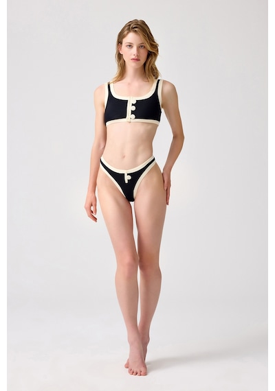 Los Ojos X Melodi Siyah-krem Brezilya Modeli Bikini Altı Vintage Bottom Siyah-krem