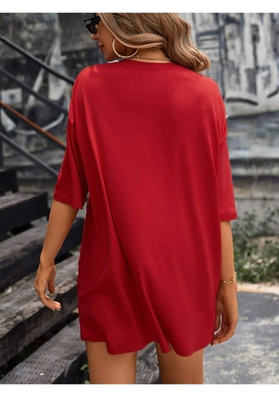 Kadın Malibu Baskılı Oversize T-shirt 001