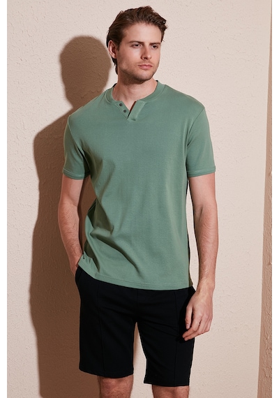 Buratti Pamuklu V Yaka Slim Fit Erkek T Shirt 5902122 Elma Yeşili