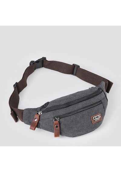 Ççs 31517 Sport Kanvas Bel Çantası Siyah Siyah